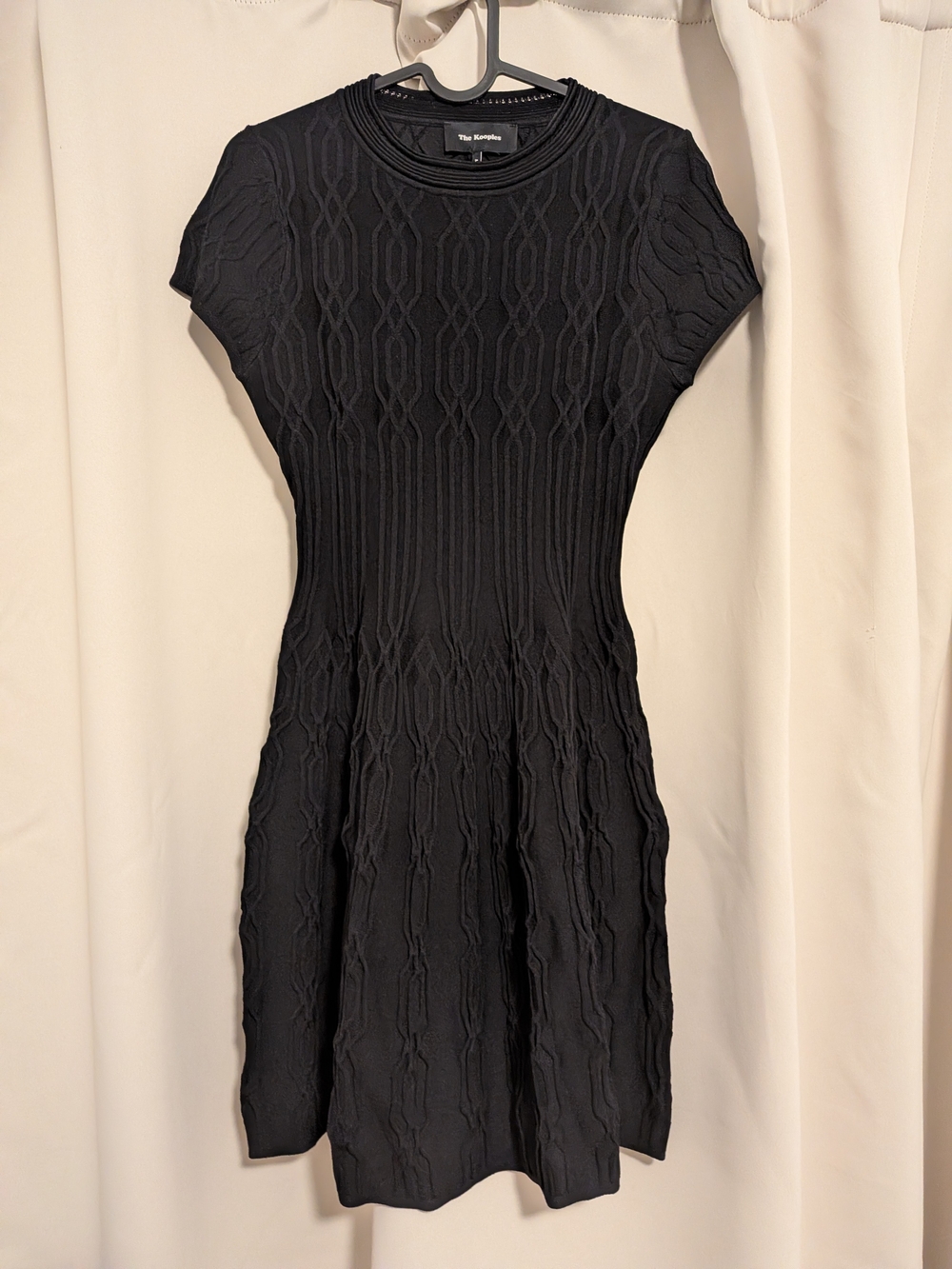 The Kooples Black Textured Short-Sleeve Knit Mini Dress
